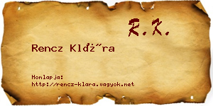 Rencz Klára névjegykártya