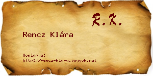 Rencz Klára névjegykártya